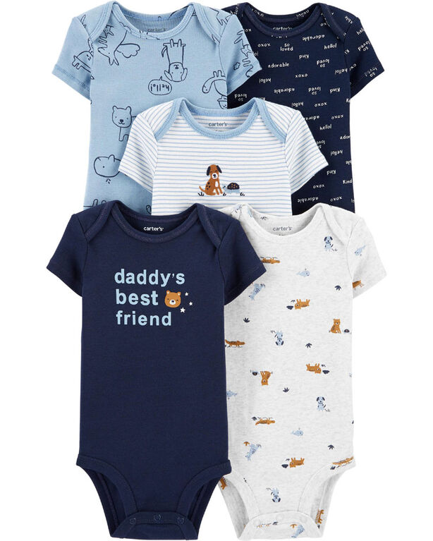 Carter's 5-Pack Slogan Original Bodysuits Blue - 3 Months
