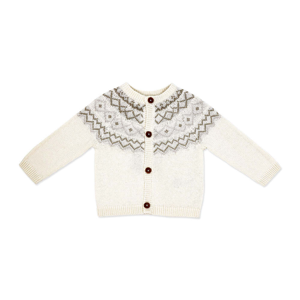 Rock a Bye Baby Knit Cardigan Footed Set: Cream Fairisle 0-3M