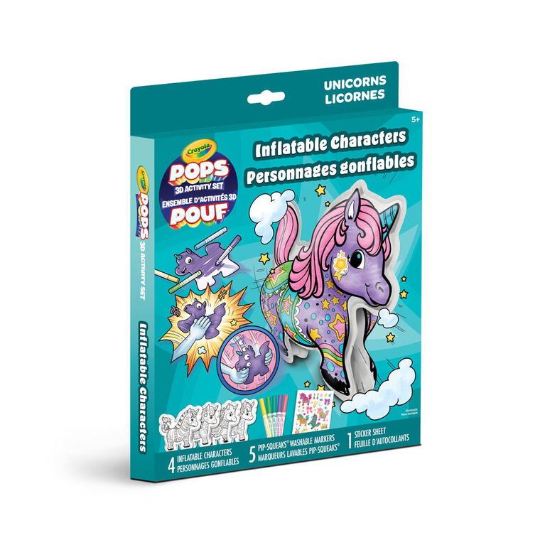 Ensemble d'activités de personnages gonflables Crayola POPS 3D, Licornes