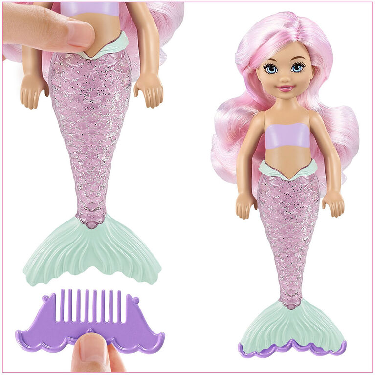 barbie color reveal mermaid chelsea doll with 7 surprises styles may vary toys r us canada