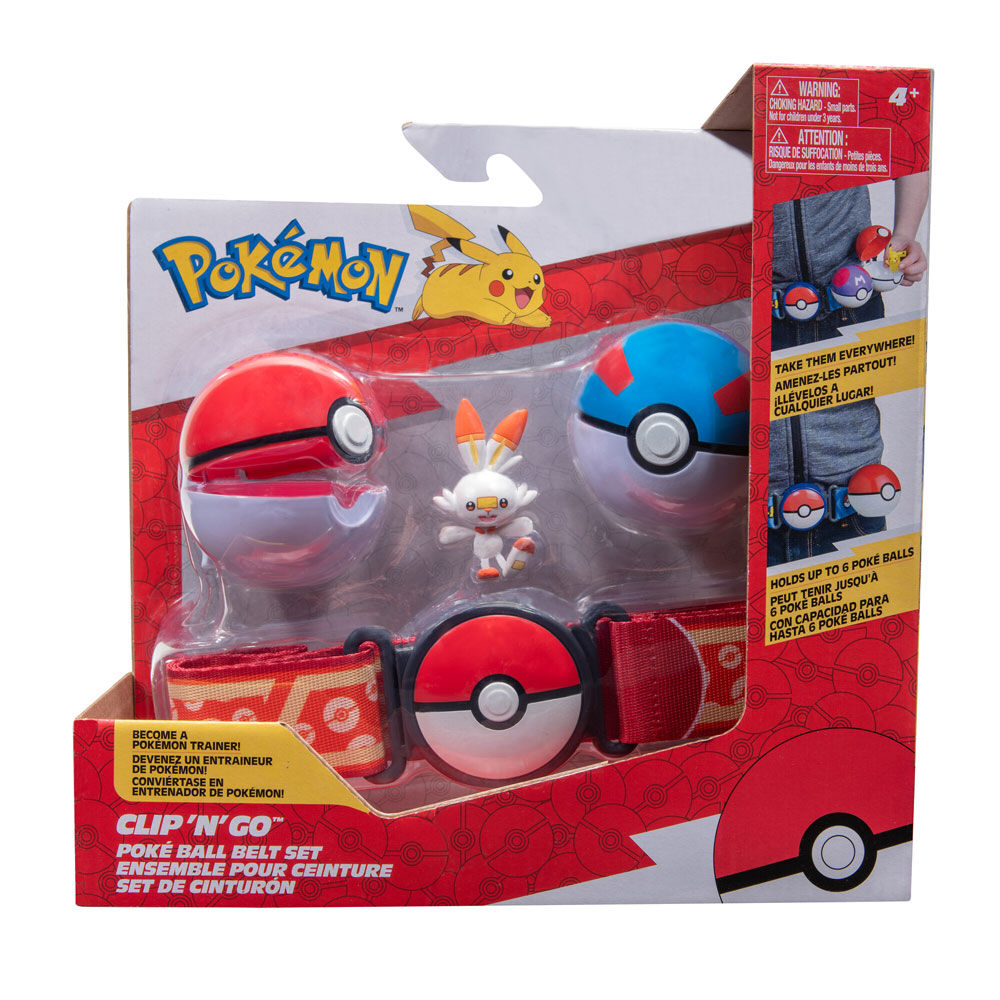 Pok mon Clip N Go Belt Set Scorbunny Pok Ball and Great