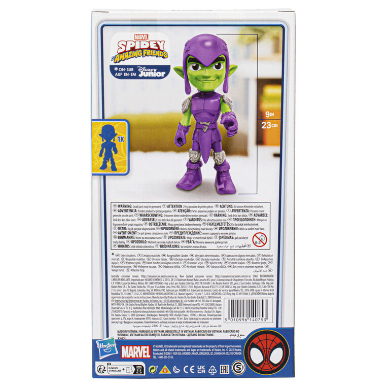 Marvel Spidey et ses Amis Extraordinaires, figurine Green Goblin géante de 22,5 cm, jouet de super-héros préscolaire