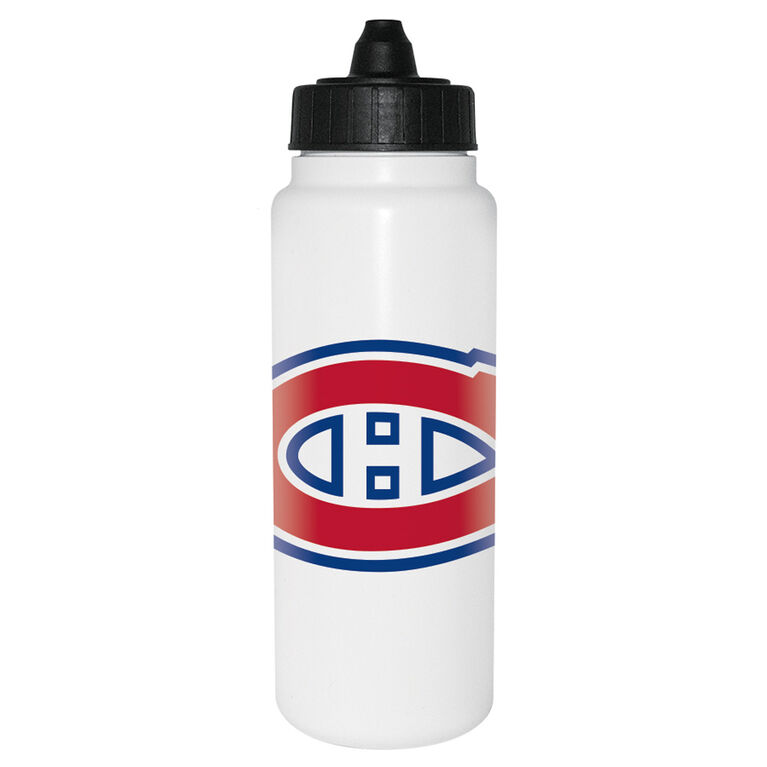 Bouteille d'eau Tallboy blanche de 1L des Canadiens de Montr&eacute;al de la LNH avec couvercle &agrave; membrane noir