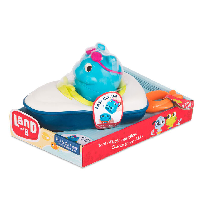 Land of B., Pull and Go Rider, Pull-Back Bath Boat and Toy Hippo