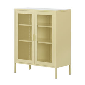 Crea Meuble de rangement avec portes grillagées en métal Jaune