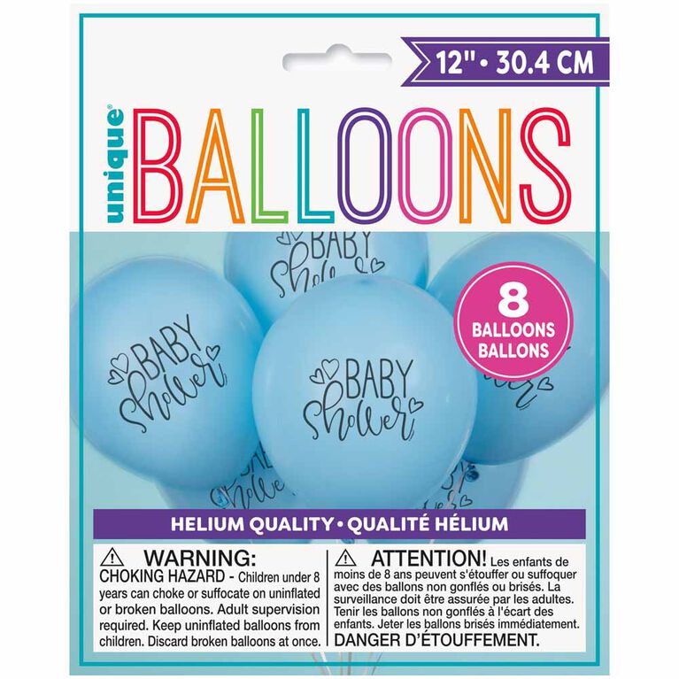 8 Balloons 12 Po - bleu "Baby Shower" - Édition anglaise