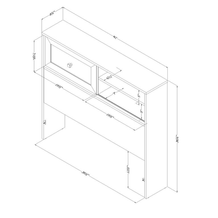 Hazen Twin Bookcase Headboard White Pine