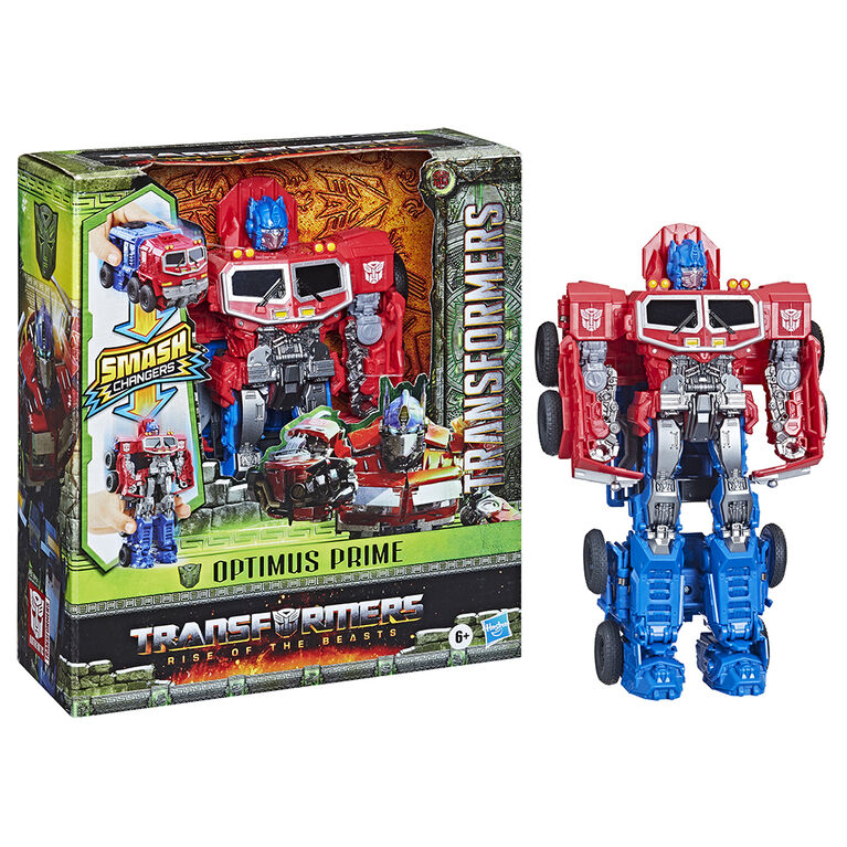Transformers Toys Transformers: Rise of the Beasts Movie, Smash Changer Optimus Prime Action Figure, 9-inch
