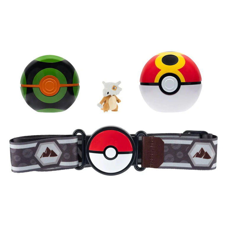 Pok&eacute;mon Clip 'N Go, ensemble de ceinture Pok&eacute; Ball - Osselait avec Sombre Ball, Bis Ball et ceinture &agrave; th&egrave;me de type Sol (Cubone + Dusk Ball et Repeat Ball)