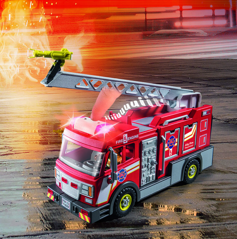 Playmobil - Camion de pompiers avec grande échelle