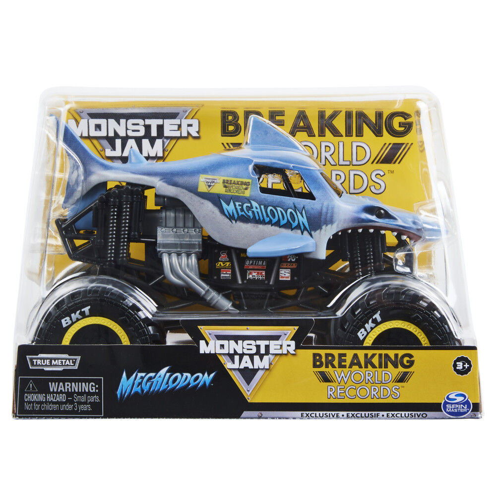 Monster Jam, Official Megalodon Breaking World Records Die-Cast Monster Truck, 1:24 Scale