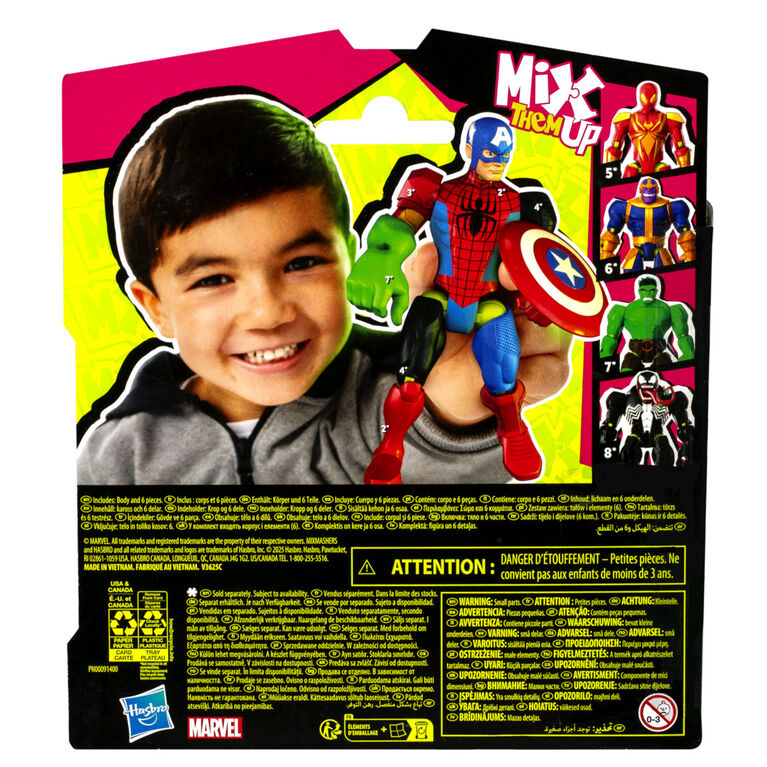 MixMashers Marvel Avengers, figurine Captain America à mélanger et combiner avec accessoires