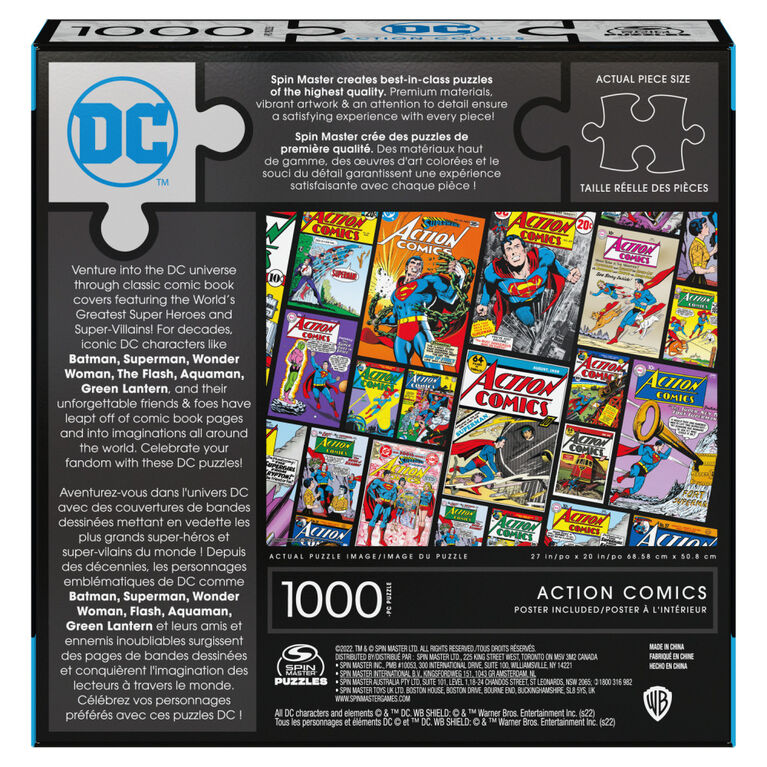 DC Comics, Action Comics 1000-Piece Jigsaw Puzzle Superman Retro Collage Book Artwork with Poster Included