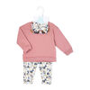Baby Mode Ensemble 3 pièces pull oversize, chemise et legging : motif fleurs rose