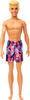 Beach Ken Doll with Blond Hair Wearing Purple Swimsuit