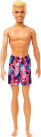 Beach Ken Doll with Blond Hair Wearing Purple Swimsuit