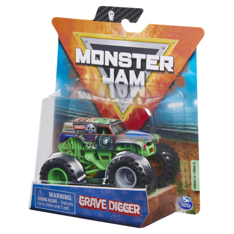 Monster Jam, Official Grave Digger Monster Truck, Die-Cast Vehicle, Wreckless Trucks Series, 1:64 Scale