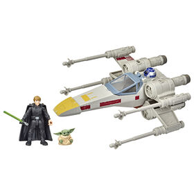Star Wars Mission Fleet, Luke Skywalker et Grogu X-Wing, Recherche et sauvetage Jedi, figurine de 6 cm avec véhicule