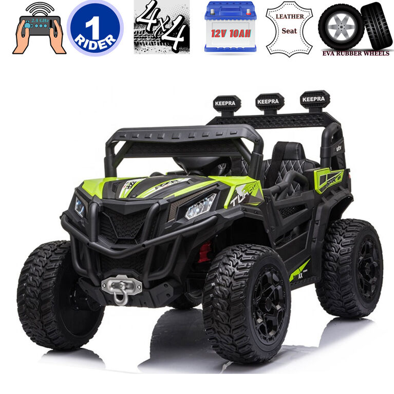 KidsVip 12V Enfants et Tout-Petits Junior Sport Utility UTV Voiture Eléctrique avec Commande à Distance - Vert - Édition anglaise