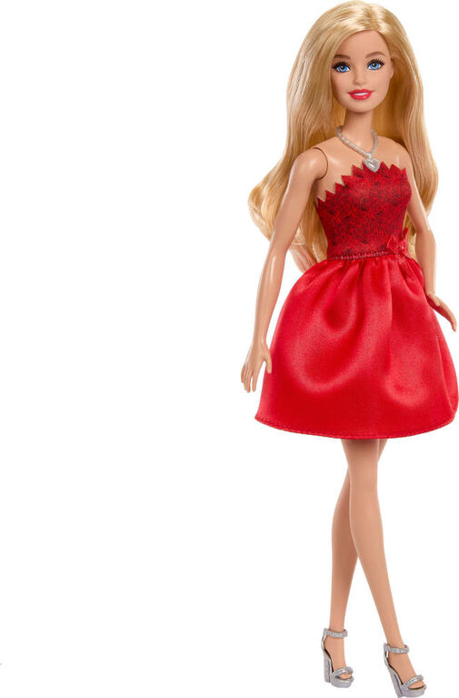 Barbie Mattel 80th Anniversary Ruby-Red Celebration Fashion Doll Wearing Red Dress with Accessories
