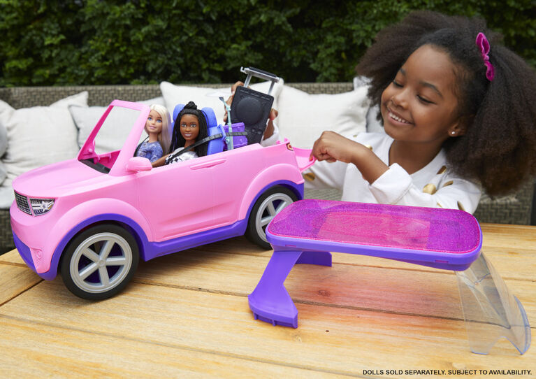 Barbie: Big City, Big Dreams Set with Pink 4x4 Convertible Vehicle that Reveals Stage, Drums and Touring Accessories