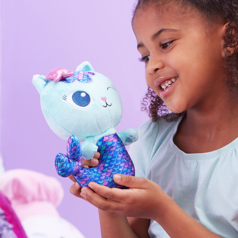 Gabby's Dollhouse, 8-inch MerCat Purr-ific Plush Toy, Stuffed Animal Kids Toys