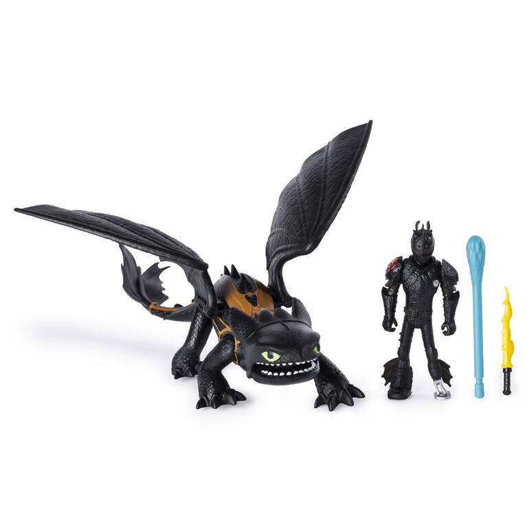 How To Train Your Dragon, Toothless and Hiccup, Dragon with Armored Viking Figure
