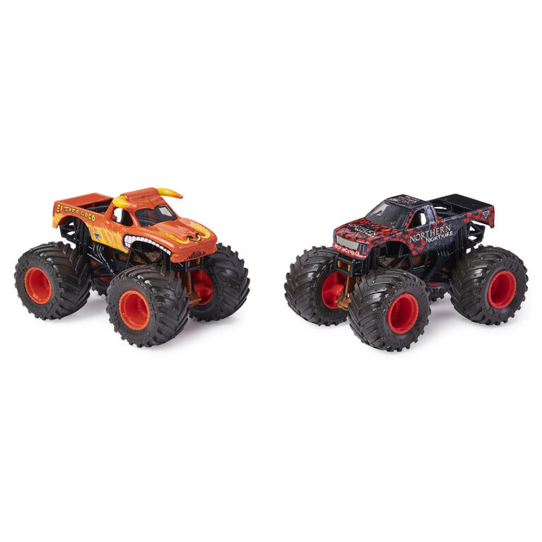 Monster Jam, Official El Toro Loco vs. Northern Nightmare Color-Changing Die-Cast Monster Trucks, 1:64 Scale