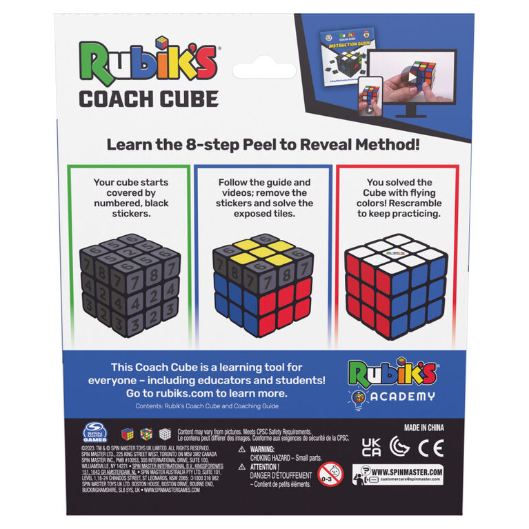 Rubik's Coach Cube, Learn to Solve 3x3 Cube with Stickers, Guide, and Videos | Stress Relief Fidget Toy | Adult Toy Fidget Cube