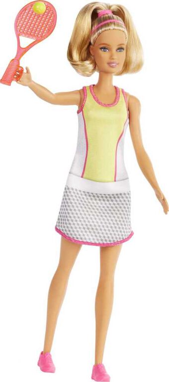 Barbie Blonde Tennis Player Doll with Chic Tennis Outfit, Racket and Ball
