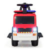 KidsVip 6V Kids and Toddlers Fire Truck Ride on Push Truck 3 in 1 w/Side Guards, Handle, Leather Seat - English Edition