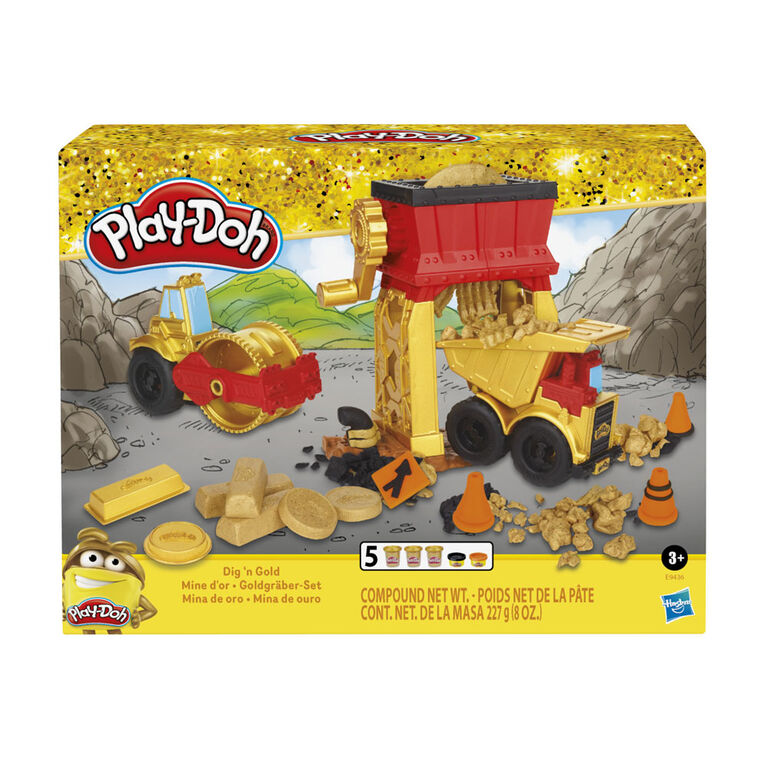 Play-Doh collection dorée, jeu Mine d'or, avec 5 pots de pâte Play-Doh, dont une de pâte dorée - Notre exclusivité