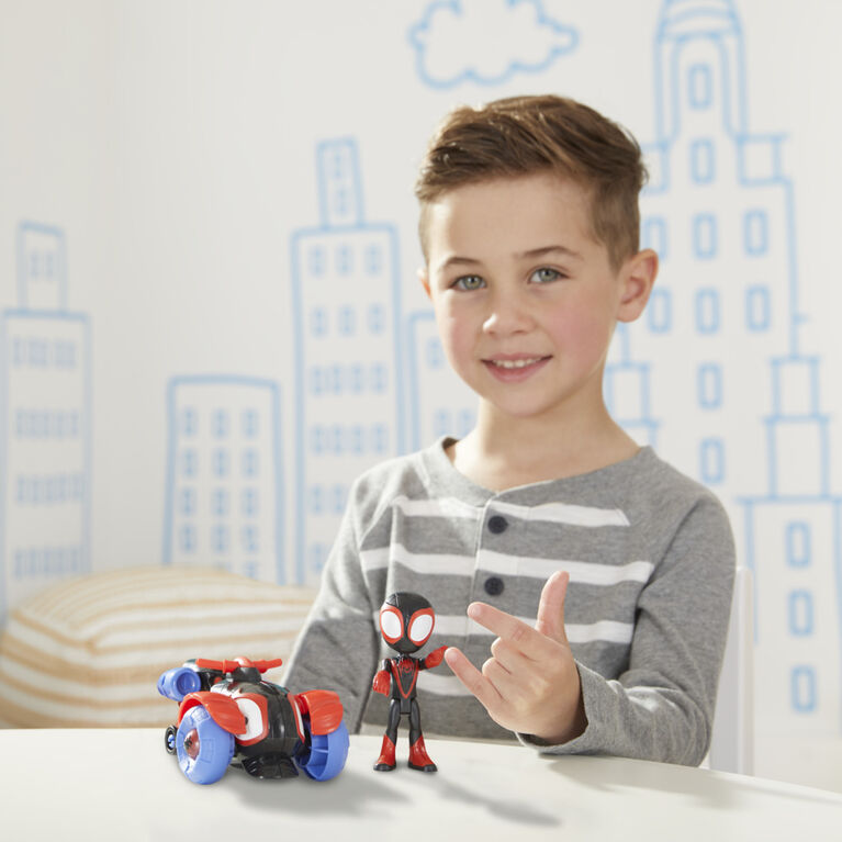 Marvel Spidey and His Amazing Friends, figurine Miles Morales avec Techno-quad