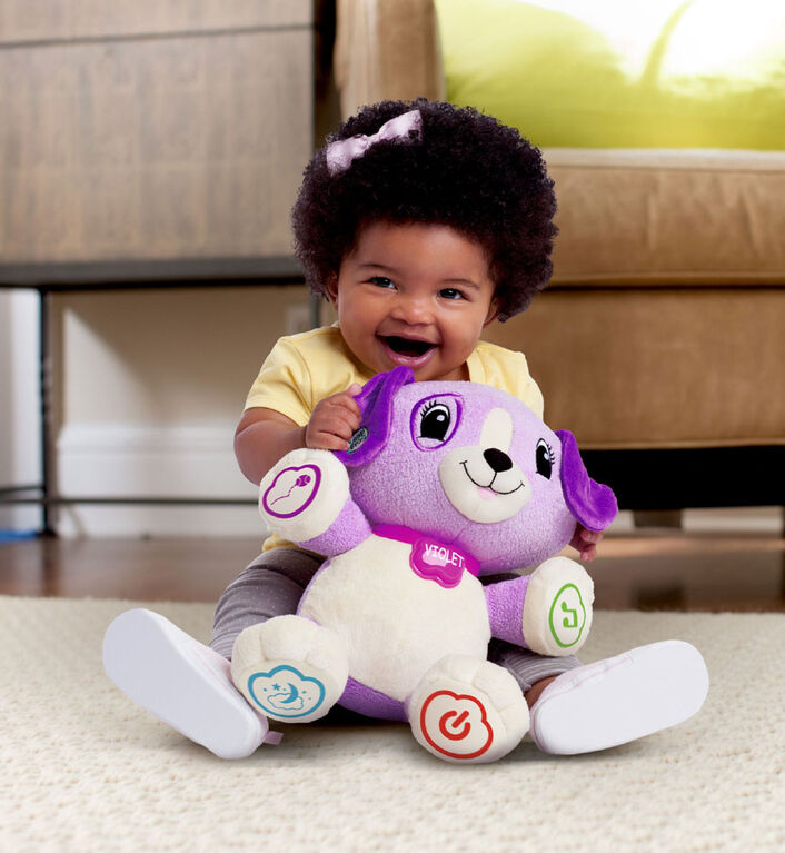 LeapFrog Mon Ami Violette, peluche pour bébé avec personnalisation, musique et berceuses, contenu éducatif pour les bébés et les jeunes enfants