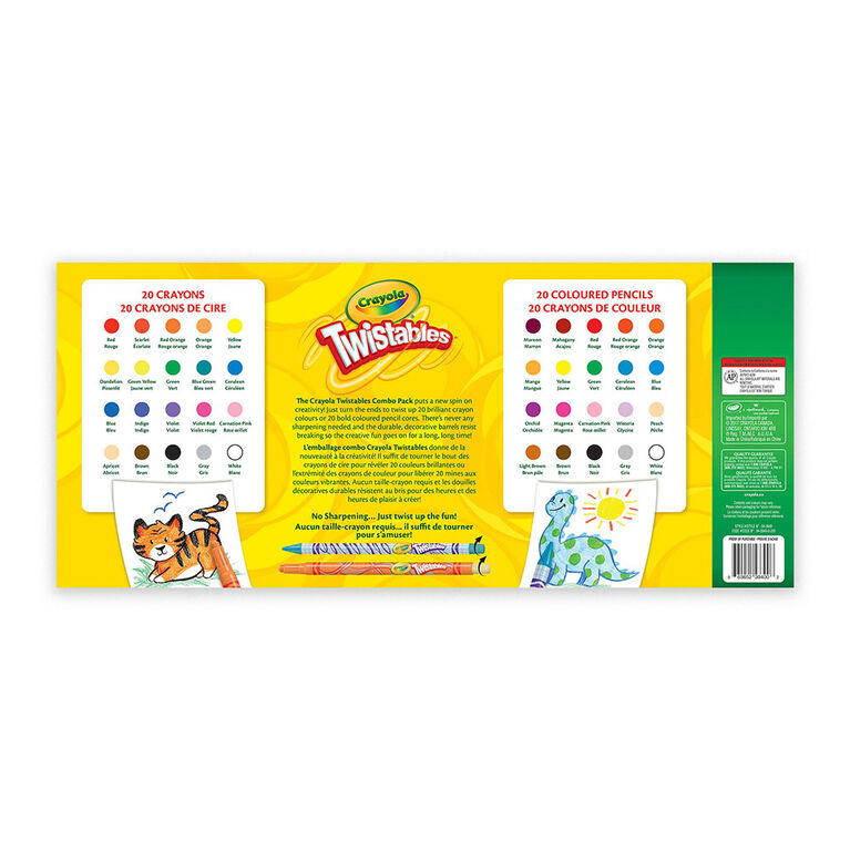 Crayola - Jeu de 40 crayons de cire et crayons de couleur TwistablesMC