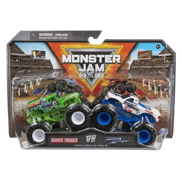 Monster Jam, Official Grave Digger Vs. Razin Kane Die-Cast Monster Trucks, 1:64 Scale