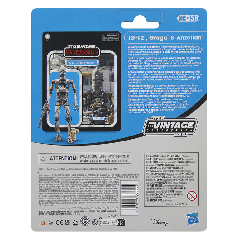 Star Wars The Vintage Collection IG-12, Grogu & Anzellan, Deluxe Star Wars: The Mandalorian 3.75 Inch Action Figure Set