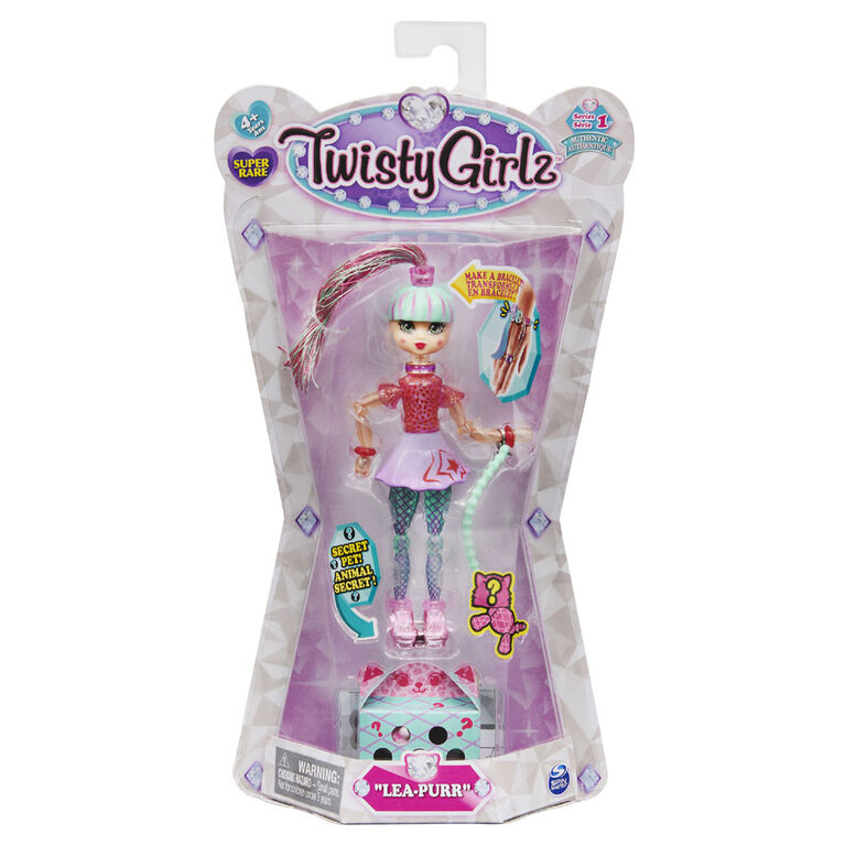 Twisty Girlz, Lea-Purr Transforming Doll to Collectible Bracelet with Mystery Twisty Petz