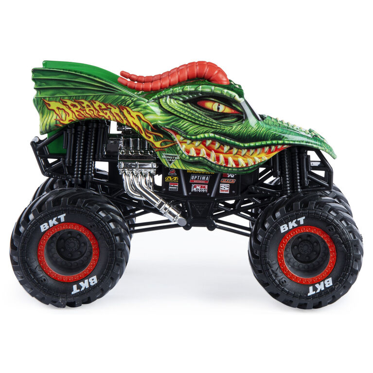 Monster Jam, Monster Truck Dragon officiel, véhicule en métal moulé, échelle 1:24