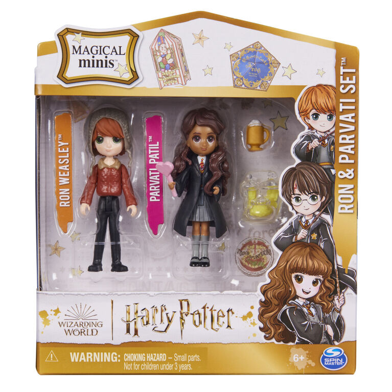 Wizarding World Harry Potter, Magical Minis, Coffret de figurines Ron Weasley et Parvati Patil avec 2 accessoires