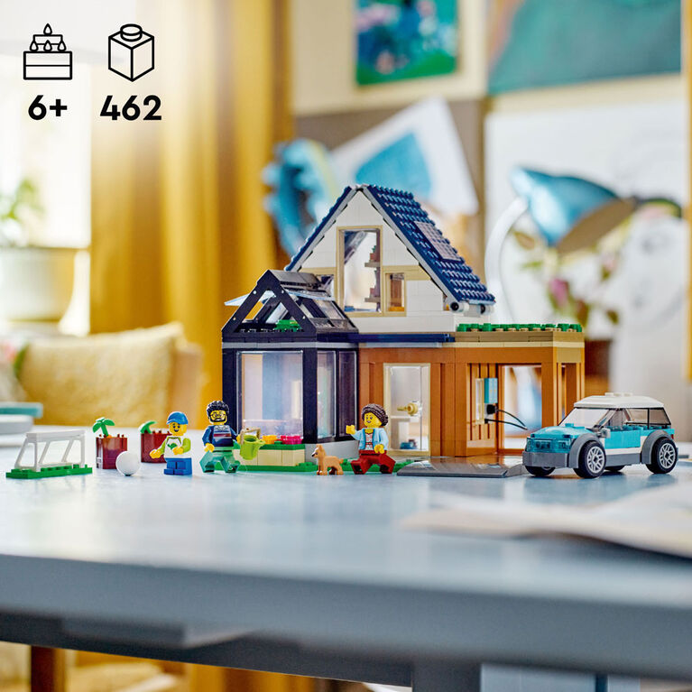LEGO City Family House and Electric Car 60398 Building Toy Set (462 Pieces)