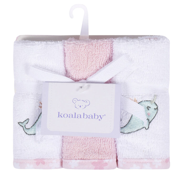 Koala Baby - Débarbouillette tissée rose - Paquet de 6
