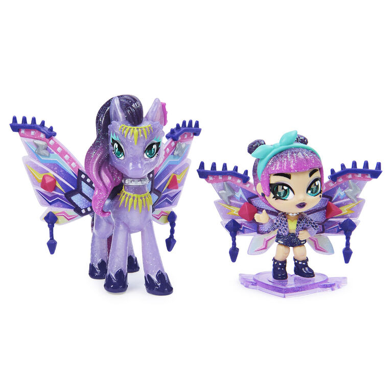 Hatchimals Pixies Riders, Wilder Wings Magical Mel Pixie and Ponygator Glider with 16 Wing Accessories