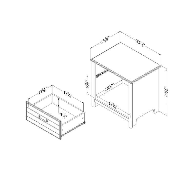 Asten 1-Drawer Nightstand Fall Oak