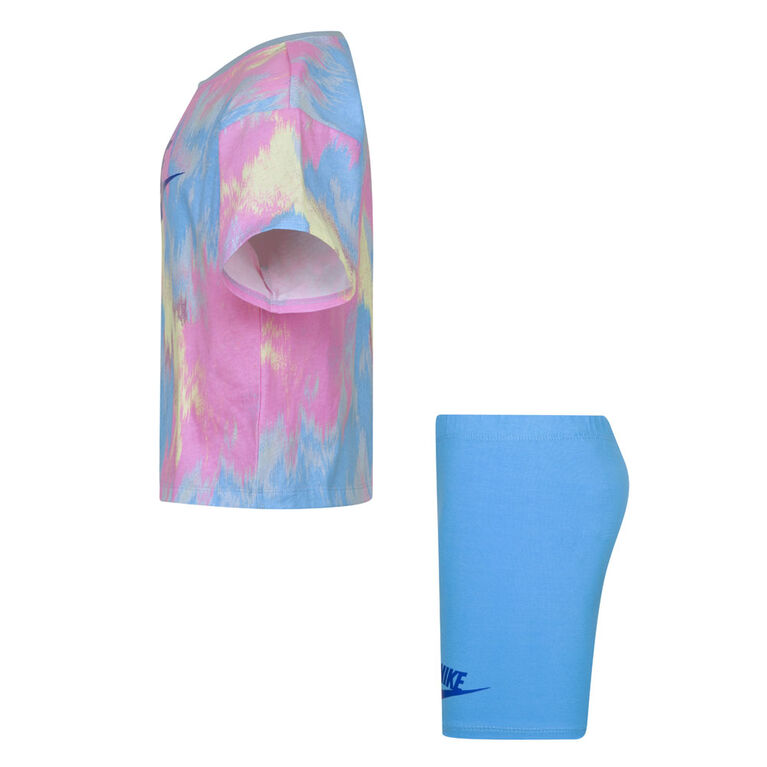 Nike Boxy Tee and Bike Shorts Set Batic Blue Size 6 Babies R Us