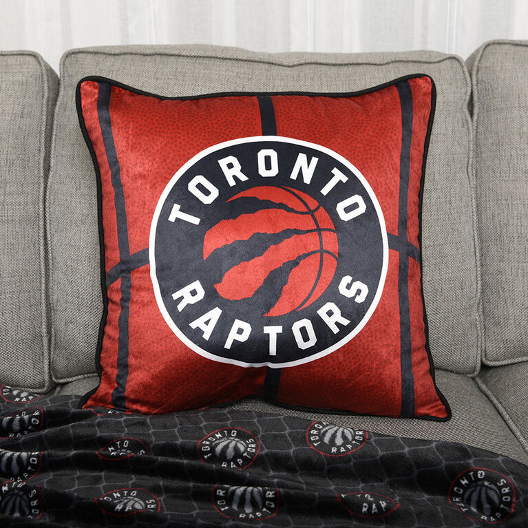 Coussin de basketball NBA Toronto Raptors (18 x 18 po), rouge