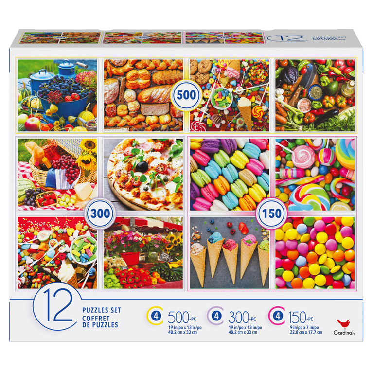 Coffret familial de 12 puzzles, nourriture