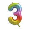 Rainbow Number 3 Shaped Foil Balloon 34"