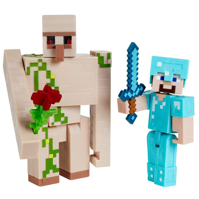 Minecraft Craft-a-block Steve and Iron Golem Figures | Toys R Us Canada