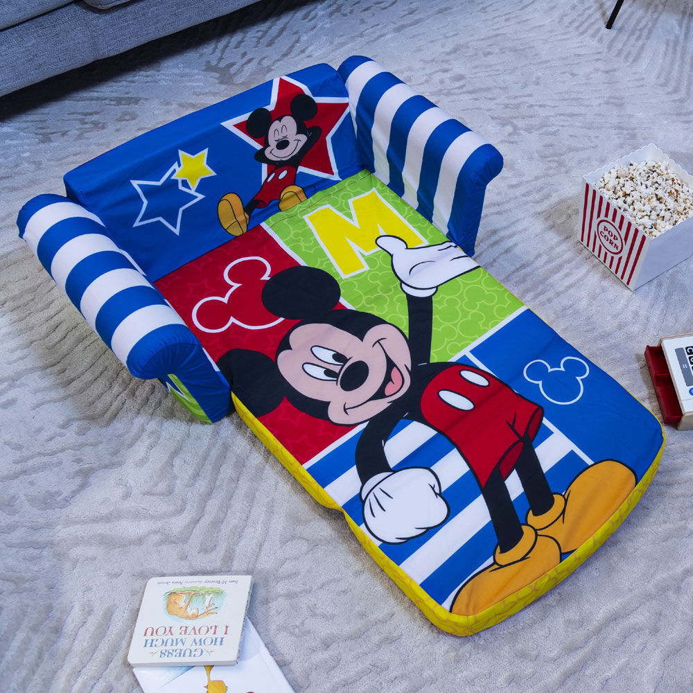 Marshmallow Furniture, Children's 2-in-1 Flip Open Foam Sofa, Disney’s Mickey Mouse